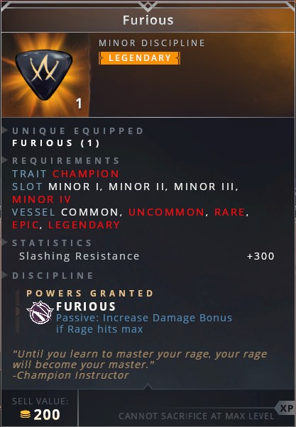 Furious	• furious (passive: increase damage bonus if rage hits max)