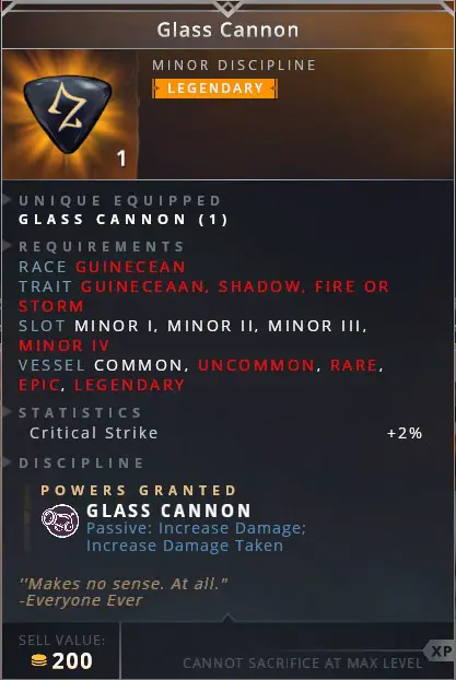 Glass Cannon • glass cannon (passive: increase damage; increase damge taken)