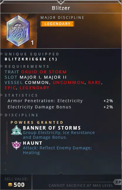 Blitzer • banner of storms (group electricity. ice resistance and damage bonus)• haunt (attack: reflect enemy damage; healing)