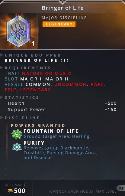 Bringer Of Life • fountain of life (ground target area: healing)• purify (removes group blackmantle, frostbite, pulsing damage aura and disease)