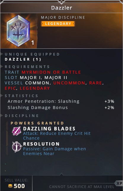 Dazzler • dazzling blade (attack: reduce enemy crit hit chance)• resolution (passive: gain damage when enemies near)