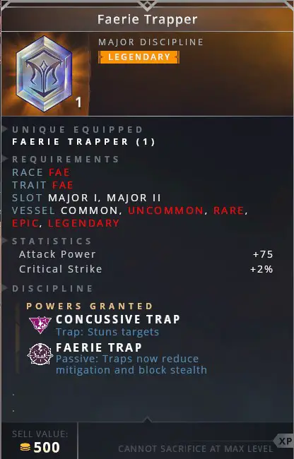 Faerie Trapper • concussive trap (trap: stuns targets)• faerie trap (passive: traps now reduce mitigation and block stealth)