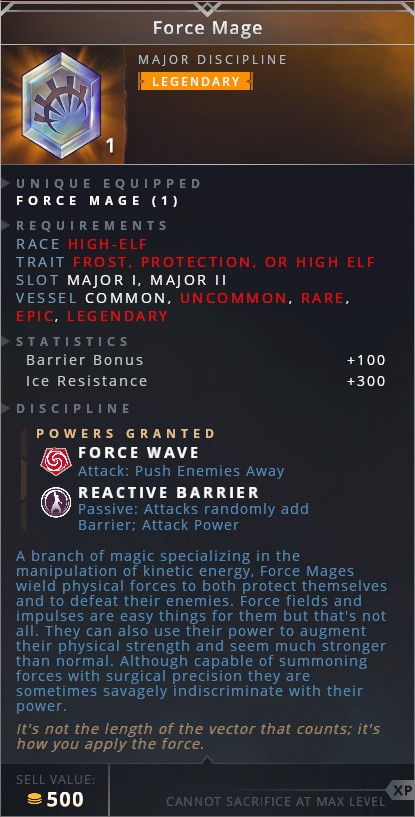 Force Mage • force wave (attackl push enemies away)• reactive barrier (passive: attacks randomly add barrier; attack power)