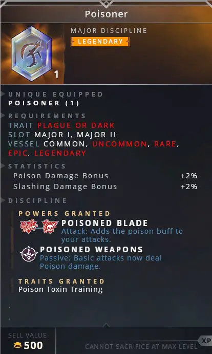 Poisoner • poisoned blade (attack: adds the poison buff to yout attacks)• poisoned weapons (passive: basic attacks now deal poison damage)
